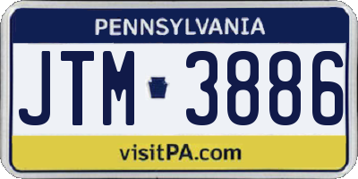PA license plate JTM3886