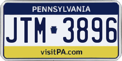 PA license plate JTM3896