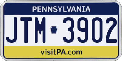 PA license plate JTM3902