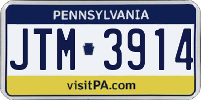 PA license plate JTM3914