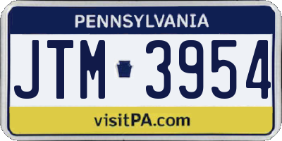 PA license plate JTM3954