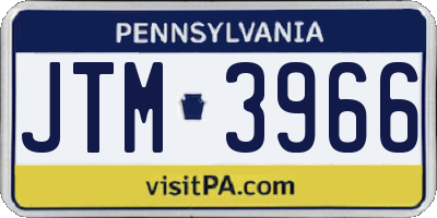 PA license plate JTM3966