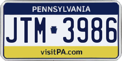 PA license plate JTM3986
