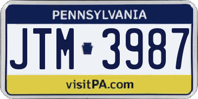 PA license plate JTM3987