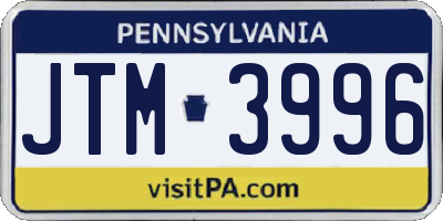PA license plate JTM3996