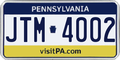 PA license plate JTM4002