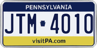 PA license plate JTM4010