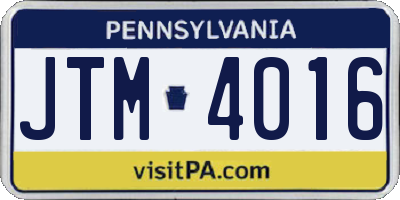 PA license plate JTM4016