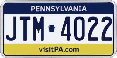 PA license plate JTM4022