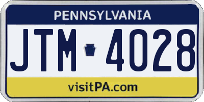 PA license plate JTM4028
