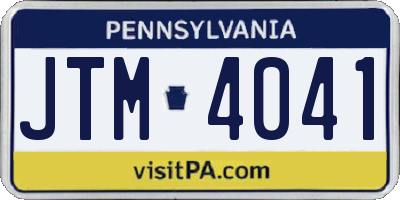 PA license plate JTM4041