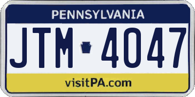 PA license plate JTM4047