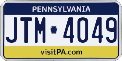 PA license plate JTM4049