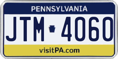 PA license plate JTM4060