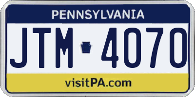 PA license plate JTM4070