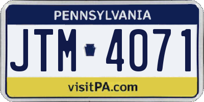 PA license plate JTM4071
