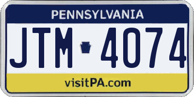 PA license plate JTM4074