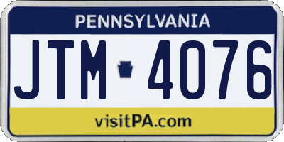 PA license plate JTM4076