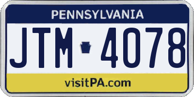 PA license plate JTM4078