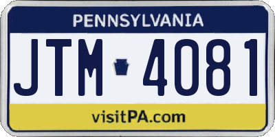 PA license plate JTM4081