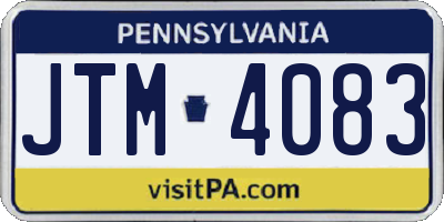 PA license plate JTM4083