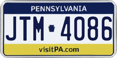 PA license plate JTM4086