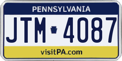 PA license plate JTM4087