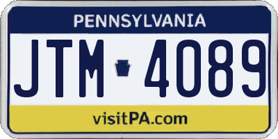 PA license plate JTM4089