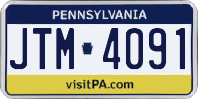 PA license plate JTM4091