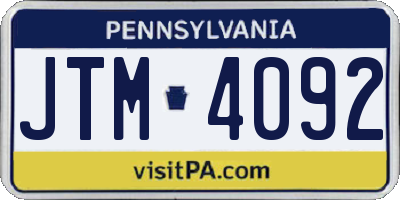 PA license plate JTM4092