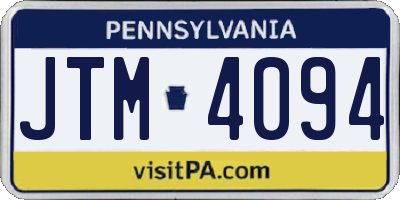 PA license plate JTM4094