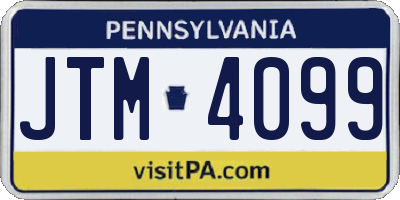 PA license plate JTM4099