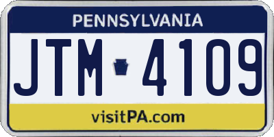 PA license plate JTM4109