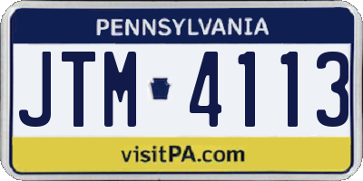 PA license plate JTM4113