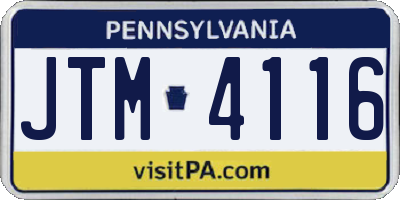 PA license plate JTM4116