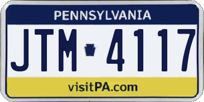 PA license plate JTM4117