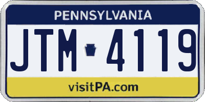 PA license plate JTM4119