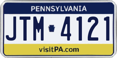 PA license plate JTM4121