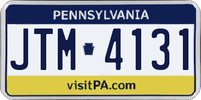 PA license plate JTM4131