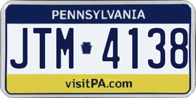 PA license plate JTM4138
