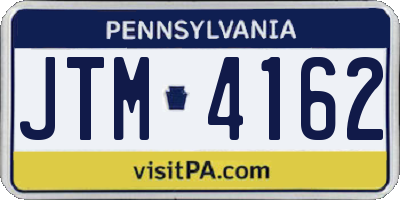 PA license plate JTM4162