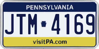 PA license plate JTM4169