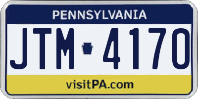 PA license plate JTM4170