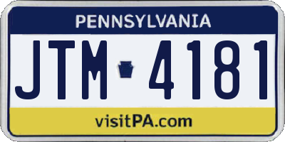 PA license plate JTM4181