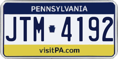 PA license plate JTM4192