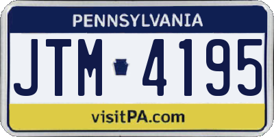 PA license plate JTM4195