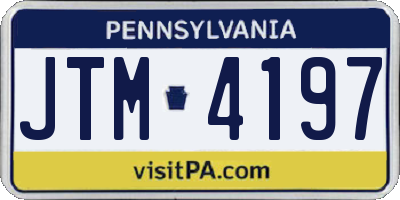 PA license plate JTM4197