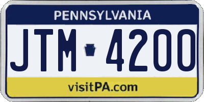 PA license plate JTM4200