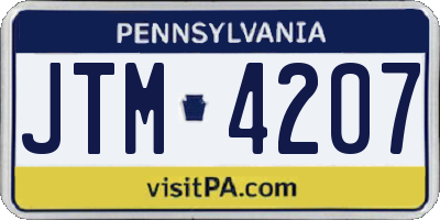 PA license plate JTM4207