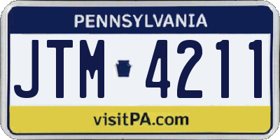 PA license plate JTM4211